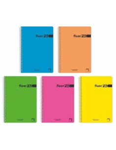 CUADERNO SERIE FLUORPAC TAPA POLIPROPILENO 90 GRS. FLUOR 4º (155X215MM.) 80 HOJAS CUADRÍCULA 4X4 CON MARGEN SURTIDO PACSA 16552